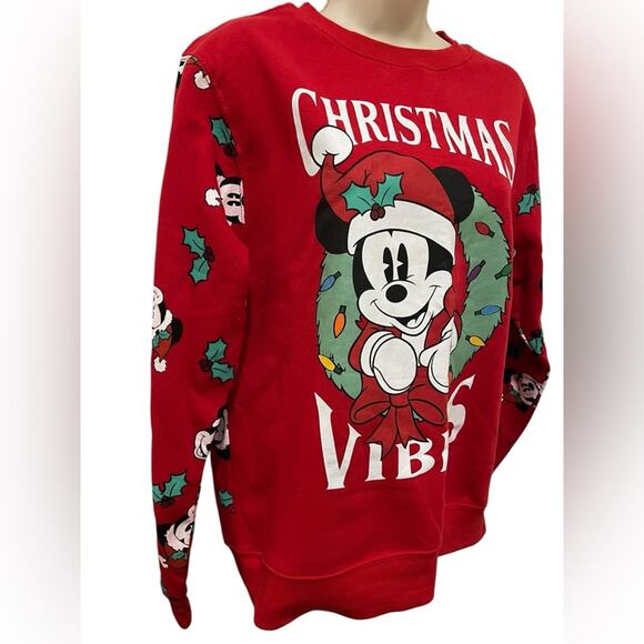 Disney's Mickey Mouse Kohl's Juniors' Holiday Crewneck Graphic Pullover SZ M NWT - Picture 2 of 11